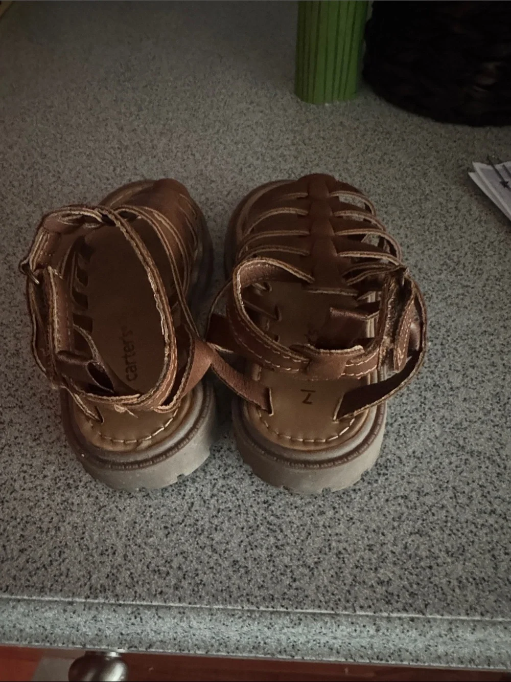 Carter's Brown Kids Leather Fisherman Sandals